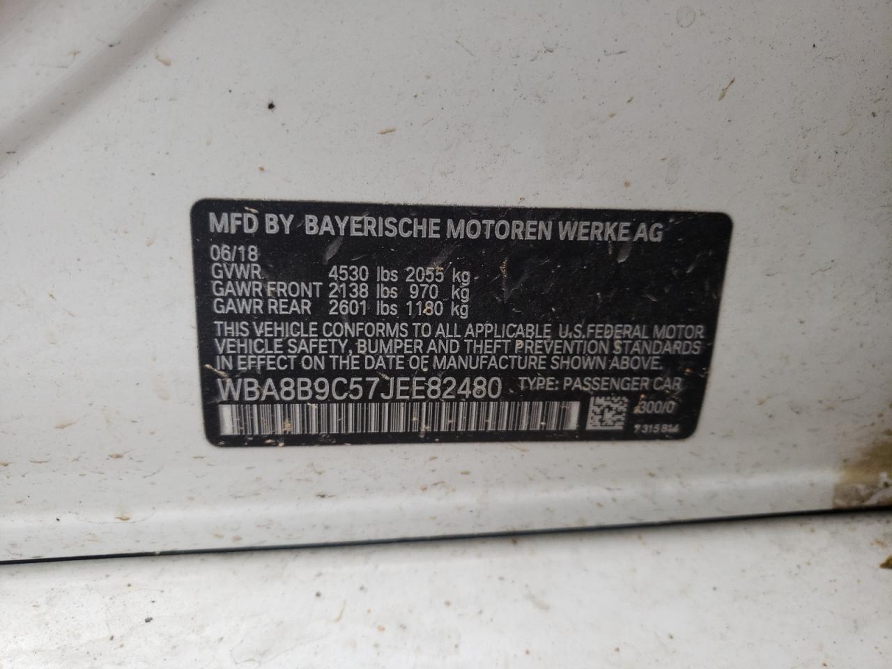 Photo 10 from auction – 2018 BMW 330 I with VIN WBA8B9C57JEE82480