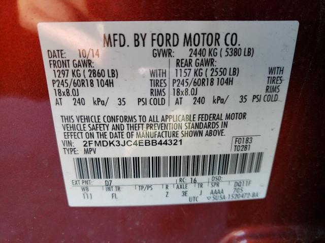 Photo 10 from auction – 2014 FORD EDGE SEL with VIN 2FMDK3JC4EBB44321