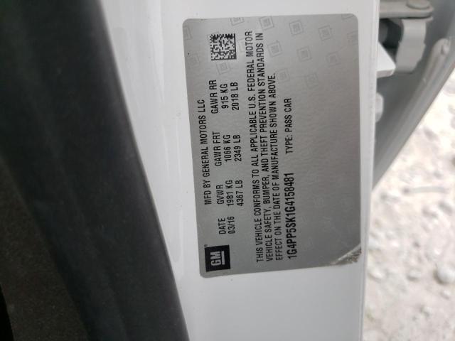 Photo 10 from auction – 2016 BUICK VERANO with VIN 1G4PP5SK1G4158481