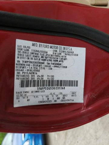 Photo 10 from auction – 2003 FORD TAURUS SE with VIN 1FAFP53U53G235268