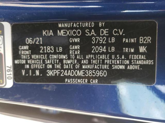 Photo 10 from auction – 2021 KIA FORTE FE with VIN 3KPF24AD0ME385960