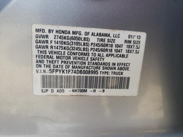 Photo 10 from auction – 2013 HONDA RIDGELINE with VIN 5FPYK1F74DB008995