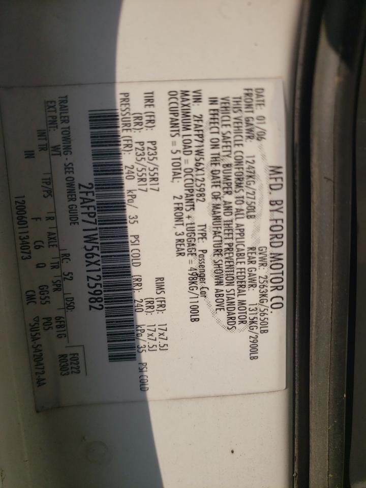 Photo 10 from auction – 2006 FORD CROWN VICT with VIN 2FAFP71W56X125982