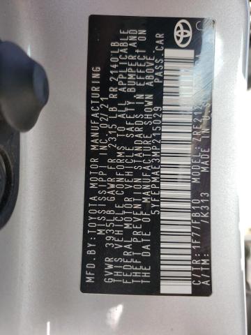 Photo 10 from auction – 2021 TOYOTA COROLLA LE with VIN 5YFEPMAE3MP215029