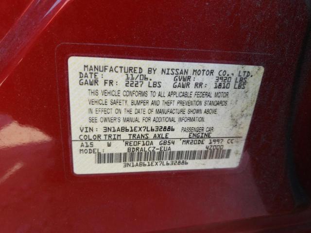 Photo 10 from auction – 2007 NISSAN SENTRA with VIN 3N1AB61EX7L632886