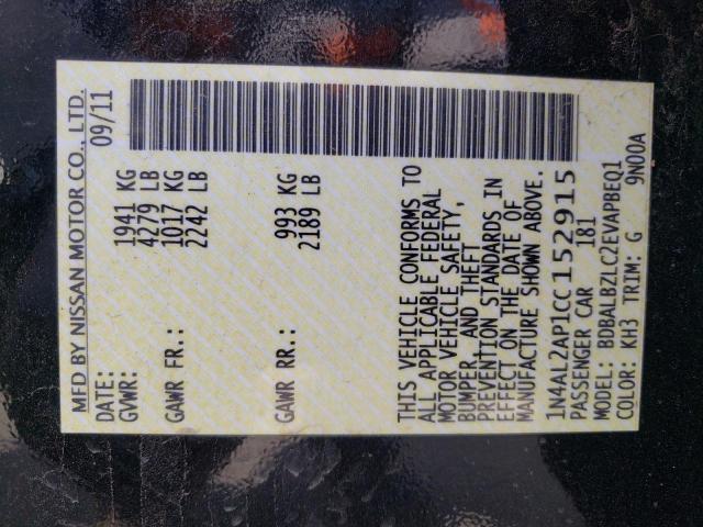 Photo 10 from auction – 2012 NISSAN ALTIMA BAS with VIN 1N4AL2AP1CC152915