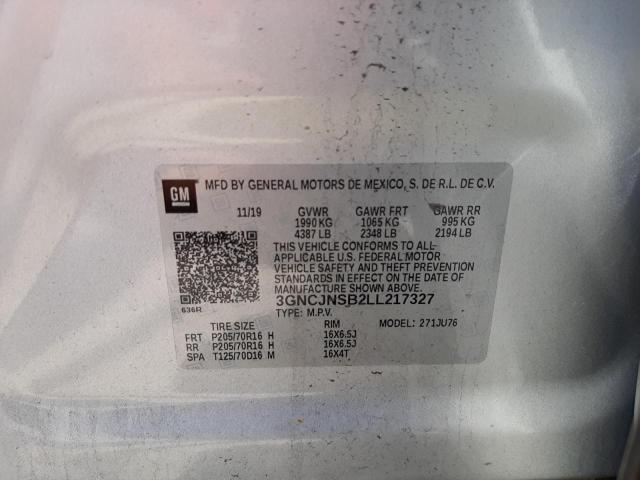 Photo 10 from auction – 2020 CHEVROLET TRAX LS with VIN 3GNCJNSB2LL217327