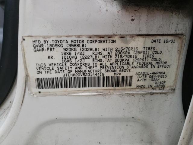 Foto 10 de la subasta – 2002 TOYOTA RAV4 con VIN JTEHH20V520144418