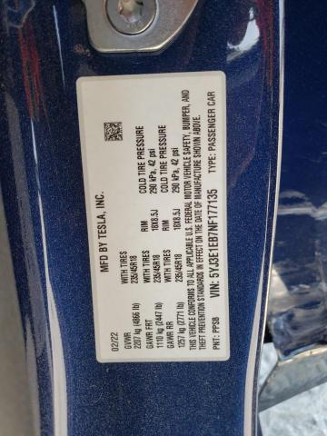 Photo 10 from auction – 2022 TESLA MODEL 3 with VIN 5YJ3E1EB7NF177135