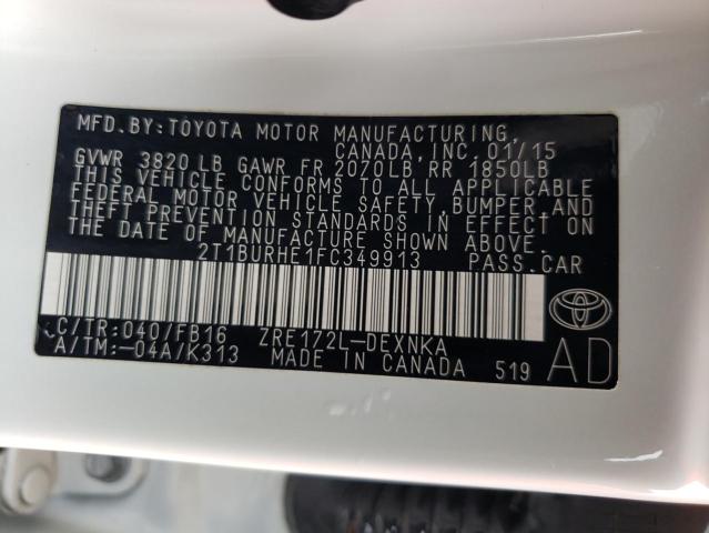Photo 10 from auction – 2015 TOYOTA COROLLA L with VIN 2T1BURHE1FC349913
