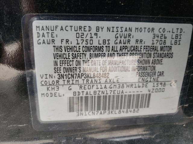 Photo 10 from auction – 2019 NISSAN VERSA S with VIN 3N1CN7AP3KL848482