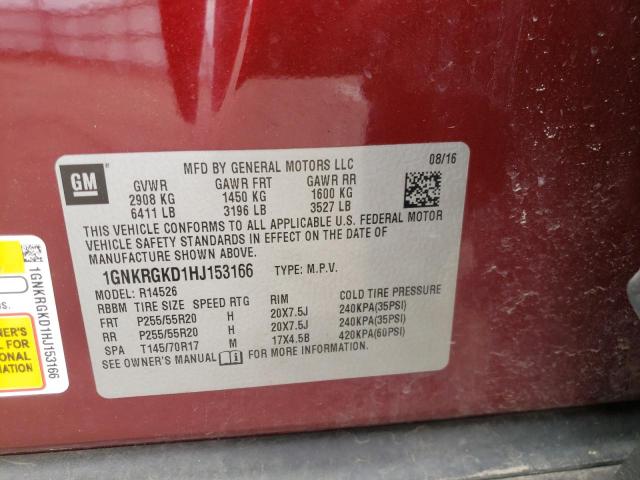 Photo 10 from auction – 2017 CHEVROLET TRAVERSE L with VIN 1GNKRGKD1HJ153166