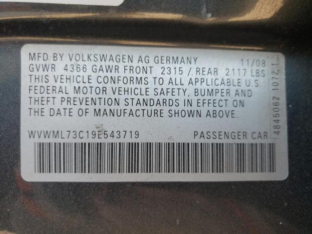 Photo 10 from auction – 2009 VOLKSWAGEN CC SPORT with VIN WVWML73C19E543719