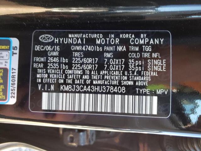 Photo 10 from auction – 2017 HYUNDAI TUCSON LIM with VIN KM8J3CA43HU378408