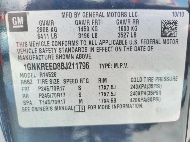 Photo 10 from auction – 2011 CHEVROLET TRAVERSE L with VIN 1GNKREED8BJ211796