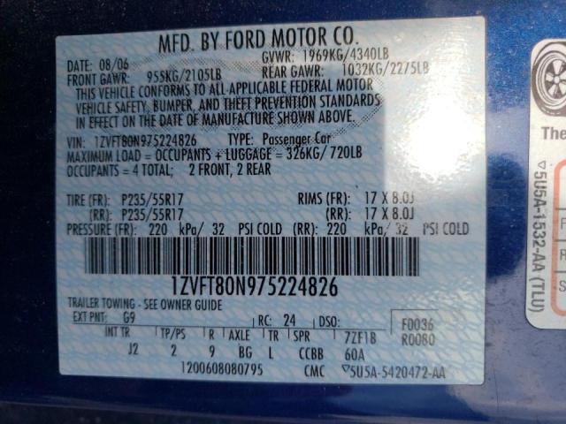 Photo 10 from auction – 2007 FORD MUSTANG with VIN 1ZVFT80N975224826