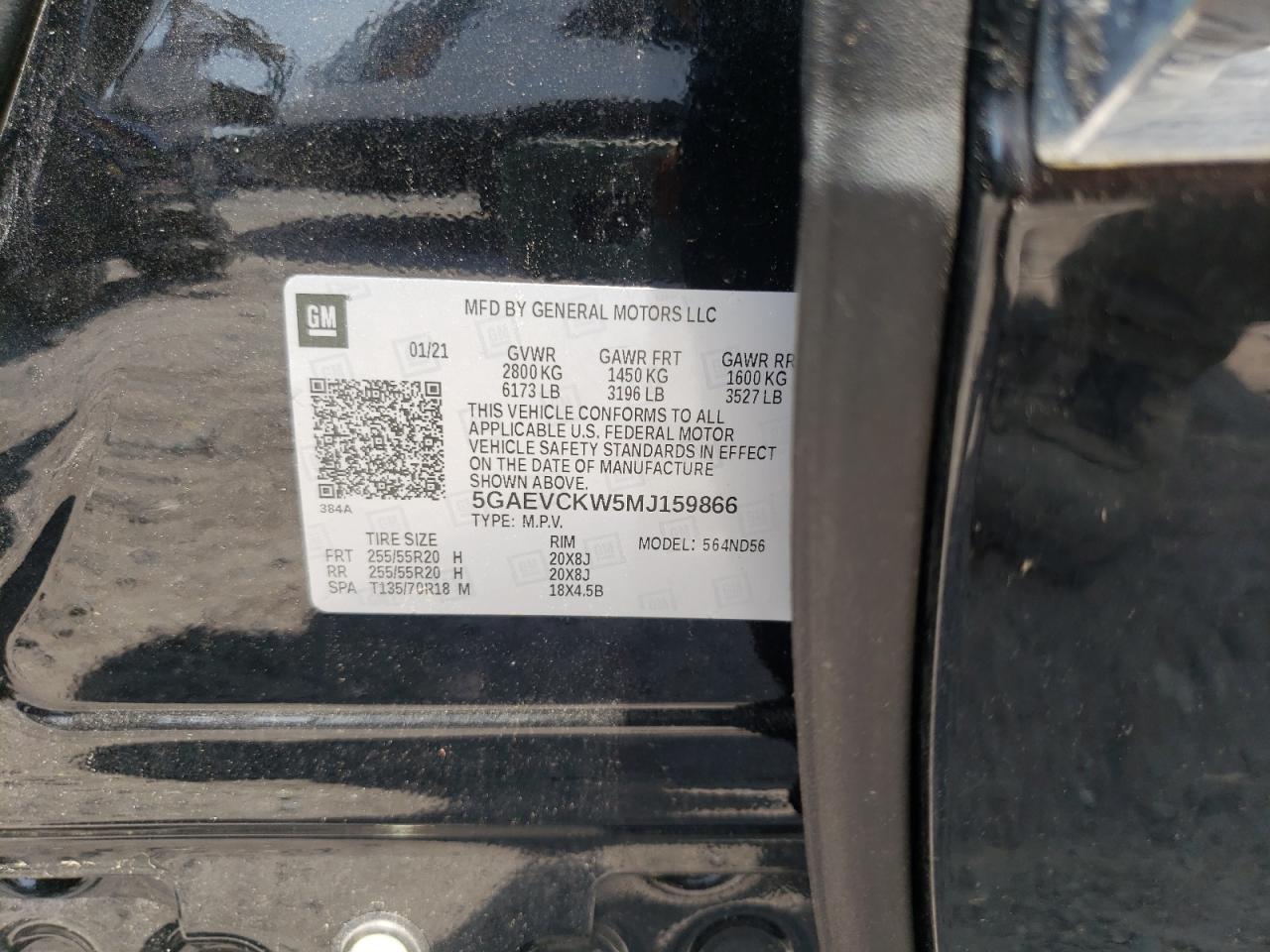 Photo 10 from auction – 2021 BUICK ENCLAVE AV with VIN 5GAEVCKW5MJ159866
