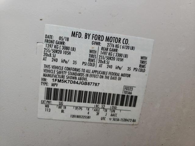 Photo 10 from auction – 2018 FORD EXPLORER X with VIN 1FM5K7D84JGB87787