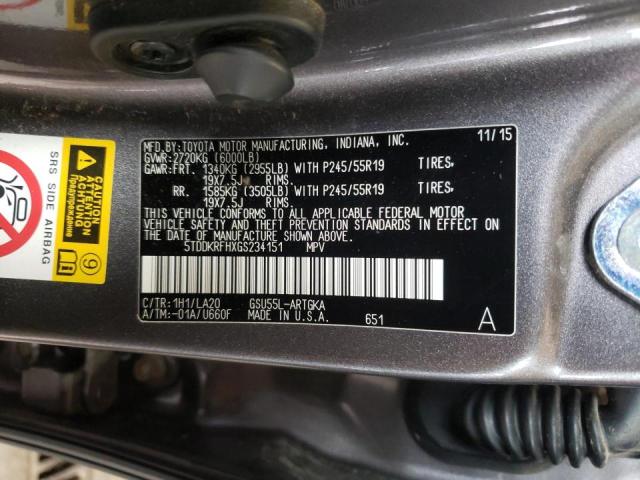 Photo 10 from auction – 2016 TOYOTA HIGHLANDER with VIN 5TDDKRFHXGS234151