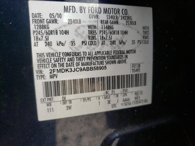 Photo 10 from auction – 2010 FORD EDGE SEL with VIN 2FMDK3JC9ABB58905