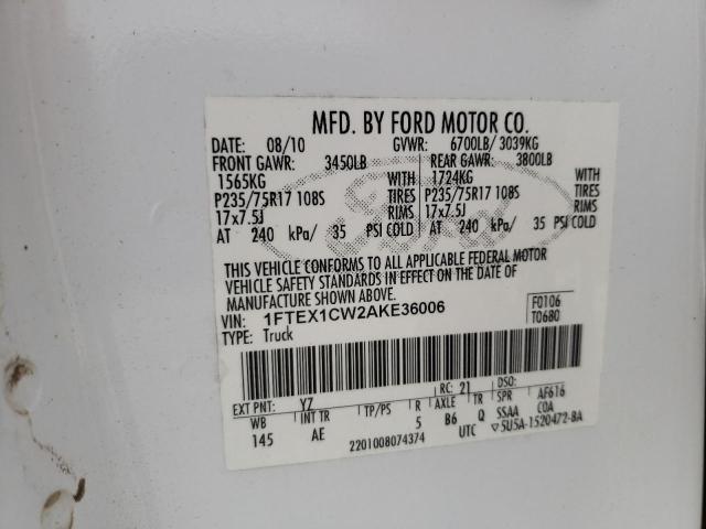 Photo 10 from auction – 2010 FORD F150 SUPER with VIN 1FTEX1CW2AKE36006
