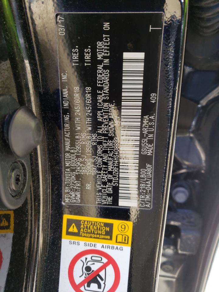 Photo 10 from auction – 2017 TOYOTA HIGHLANDER with VIN 5TDJZRFH4HS408893