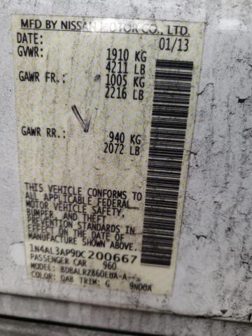 Photo 10 from auction – 2013 NISSAN ALTIMA 2.5 with VIN 1N4AL3AP9DC200667