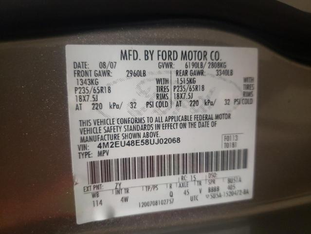 Photo 10 from auction – 2008 MERCURY MOUNTAINEE with VIN 4M2EU48E58UJ02068