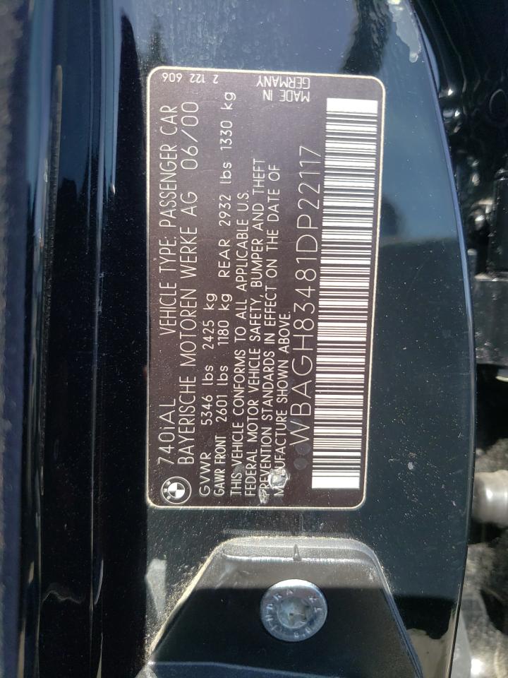 Foto 10 de la subasta – 2001 BMW 7 SERIES con VIN WBAGH83481DP22117