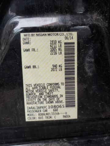 NISSAN ALTIMA 2.5 2015 with VIN 1N4AL3APXFC108065 - Photo from auction