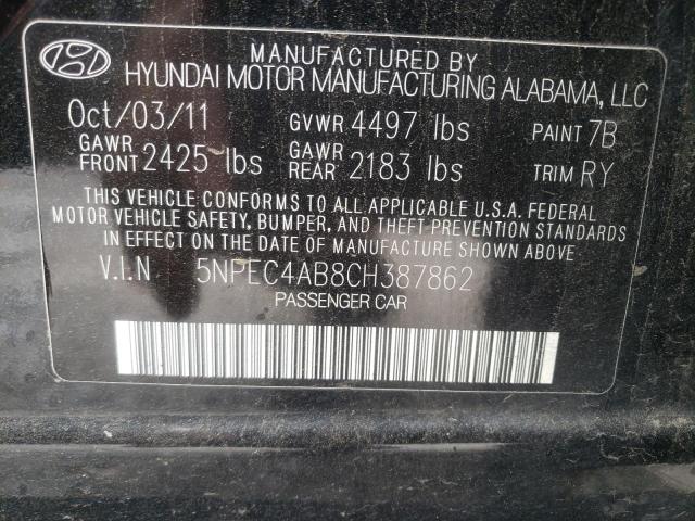 Photo 10 from auction – 2012 HYUNDAI SONATA SE with VIN 5NPEC4AB8CH387862