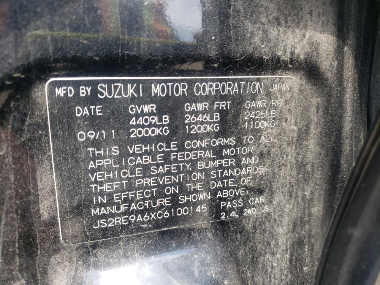Photo 10 from auction – 2012 SUZUKI KIZASHI SP with VIN JS2RE9A6XC6100145