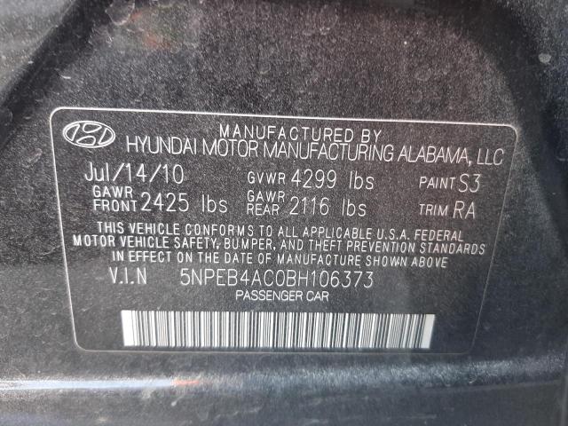 Photo 10 from auction – 2011 HYUNDAI SONATA GLS with VIN 5NPEB4AC0BH106373
