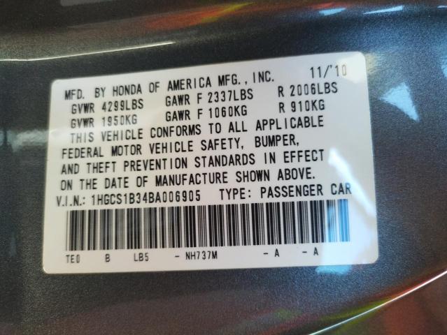 Photo 10 from auction – 2011 HONDA ACCORD LX- with VIN 1HGCS1B34BA006905