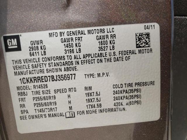 Photo 10 from auction – 2011 GMC ACADIA SLT with VIN 1GKKRRED7BJ356977