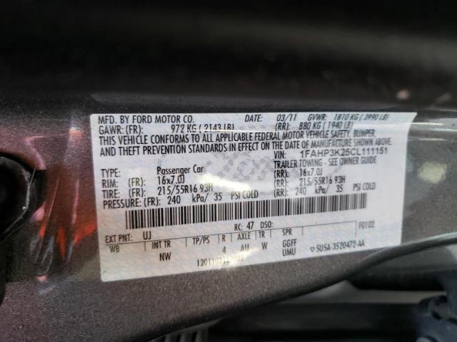 Photo 10 from auction – 2012 FORD FOCUS SE with VIN 1FAHP3K25CL111151