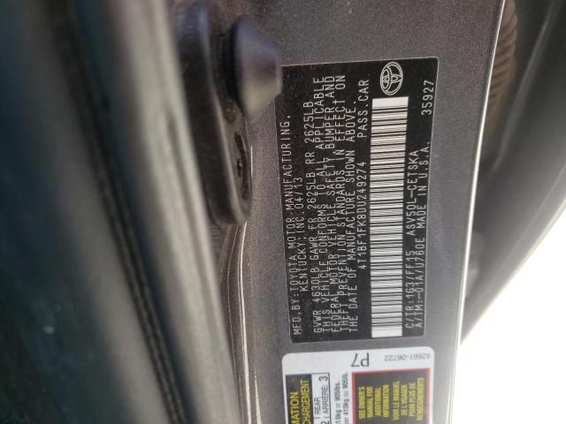 Photo 10 from auction – 2013 TOYOTA CAMRY L with VIN 4T1BF1FK8DU249274
