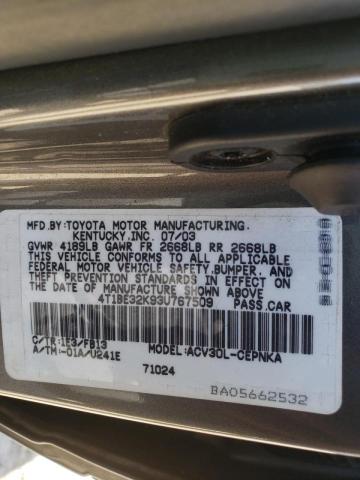 Photo 10 from auction – 2003 TOYOTA CAMRY LE with VIN 4T1BE32K93U767509