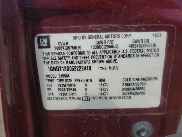 Photo 10 from auction – 2005 CHEVROLET TRAILBLAZE with VIN 1GNDT13S052222410