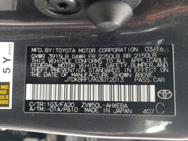 Photo 10 from auction – 2016 TOYOTA PRIUS with VIN JTDKBRFU9G3012013