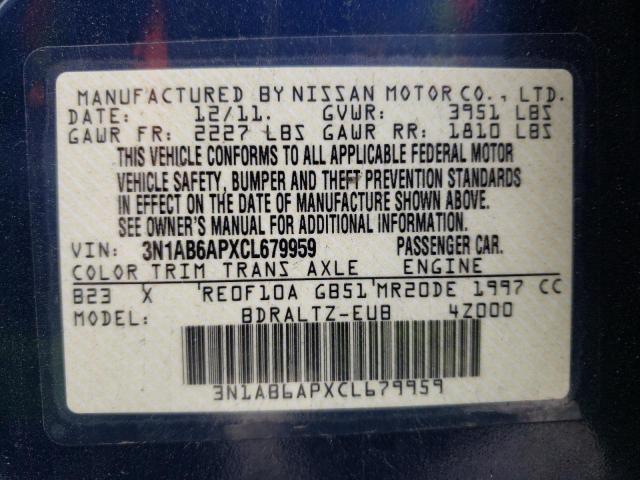 Photo 10 from auction – 2012 NISSAN SENTRA 2.0 with VIN 3N1AB6APXCL679959