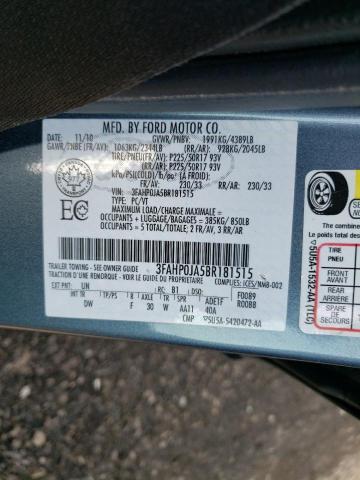 Photo 10 from auction – 2011 FORD FUSION SEL with VIN 3FAHP0JA5BR181515