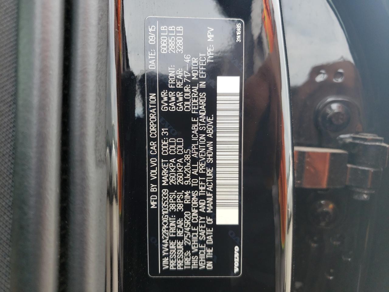 Photo 10 from auction – 2016 VOLVO XC90 T6 with VIN YV4A22PKXG1035339