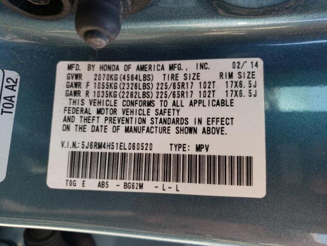 Photo 10 from auction – 2014 HONDA CR-V with VIN 5J6RM4H51EL060520
