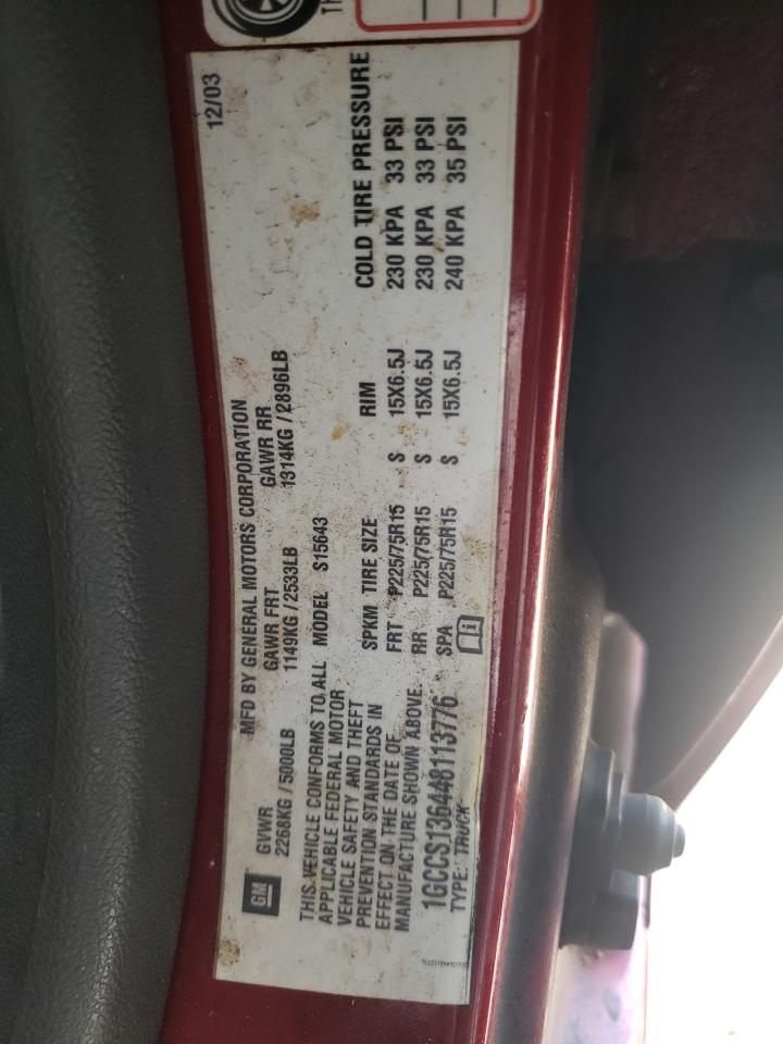 Photo 10 from auction – 2004 CHEVROLET COLORADO with VIN 1GCCS136448113776