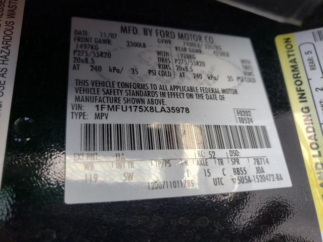 Photo 10 from auction – 2008 FORD EXPEDITION with VIN 1FMFU175X8LA35978