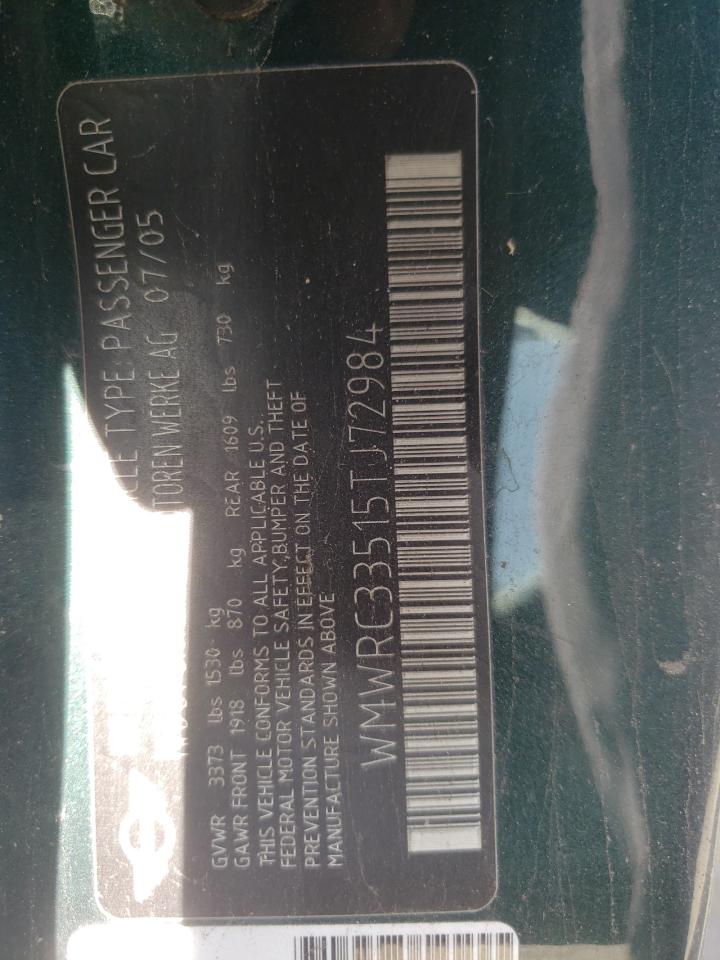 Photo 10 from auction – 2005 MINI COOPER with VIN WMWRC33515TJ72984