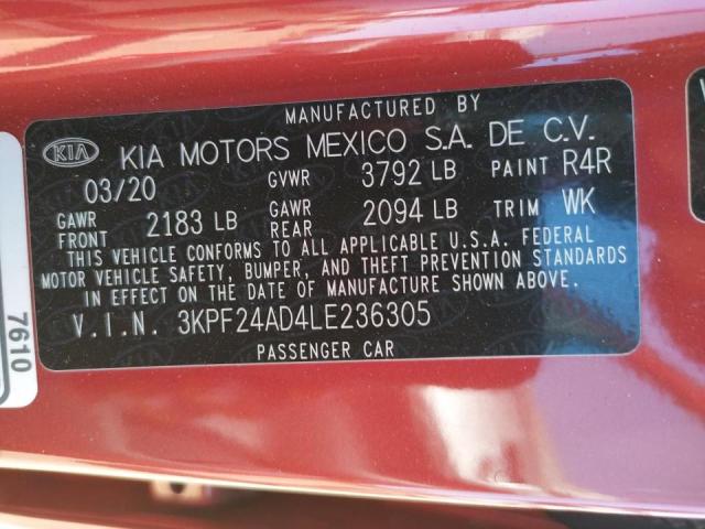 Photo 10 from auction – 2020 KIA FORTE FE with VIN 3KPF24AD4LE236305