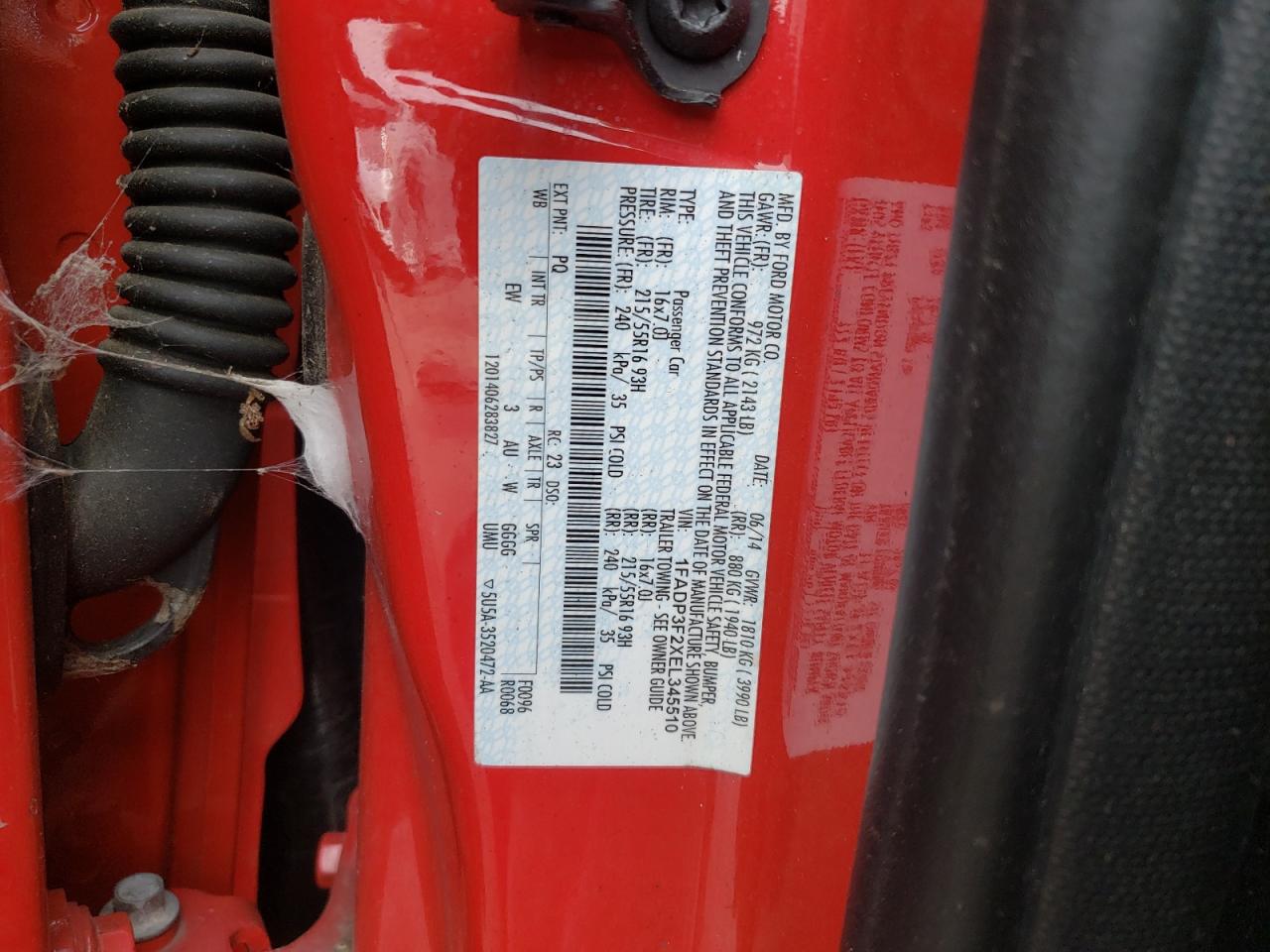 Photo 10 from auction – 2014 FORD FOCUS SE with VIN 1FADP3F2XEL345510