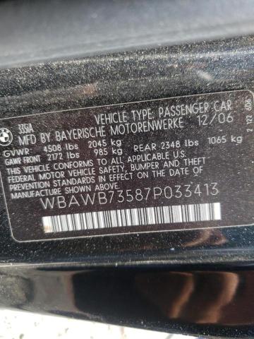 Photo 10 from auction – 2007 BMW 335 I with VIN WBAWB73587P033413